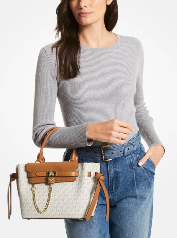 Damske Satchel Taske Michael Kors Hamilton Legacy Small Logo Belted Hnedožltý Hnede - Kabelky Michael Kors Nejlevnejsi | NAJKF-4129